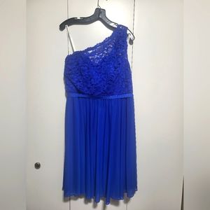 David's Bridal F15711 - Short One Shoulder Corded Lace Dress